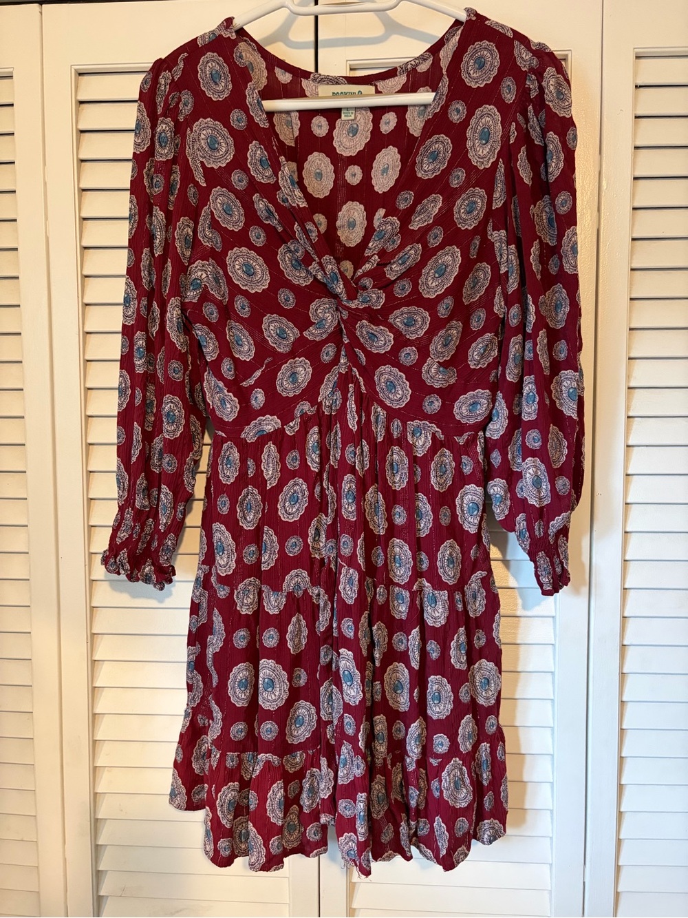 Women's Burgundy Rockin C Twist-Front Dress
